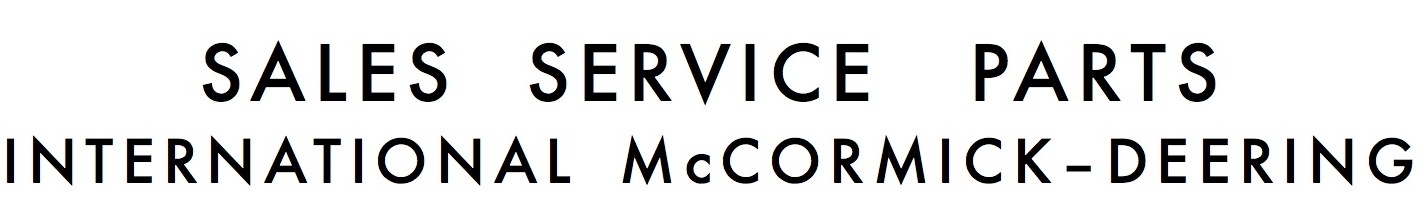 Sales
                                Service Parts McCormick Deering
                                International